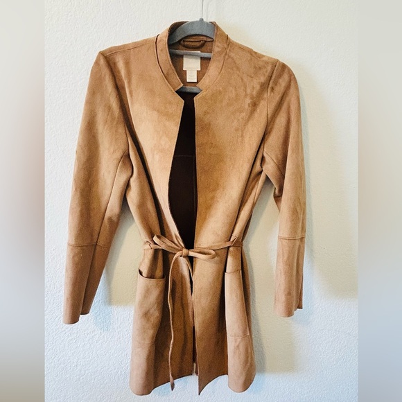 H&M Jackets & Blazers - H&M‎ Camel Brown Minimalist Quiet Luxury Faux Suede Coat SZ 4